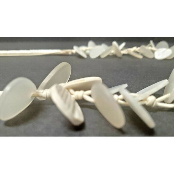 CHICOS Necklace & Bracelet Set Resin White Seaglass Drops w/ Cording White Beads - Picture 6 of 10